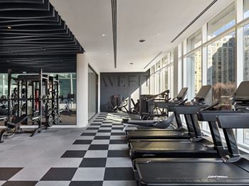 24/7, State-of-the-art fitness center plus studio space with spin bikes